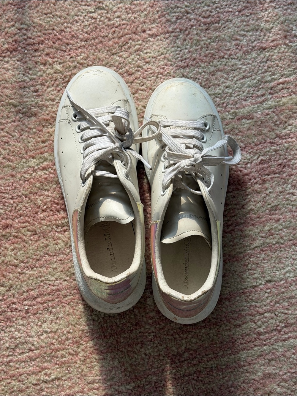 Alexander McQueen White Sneakers with Iridescent panel